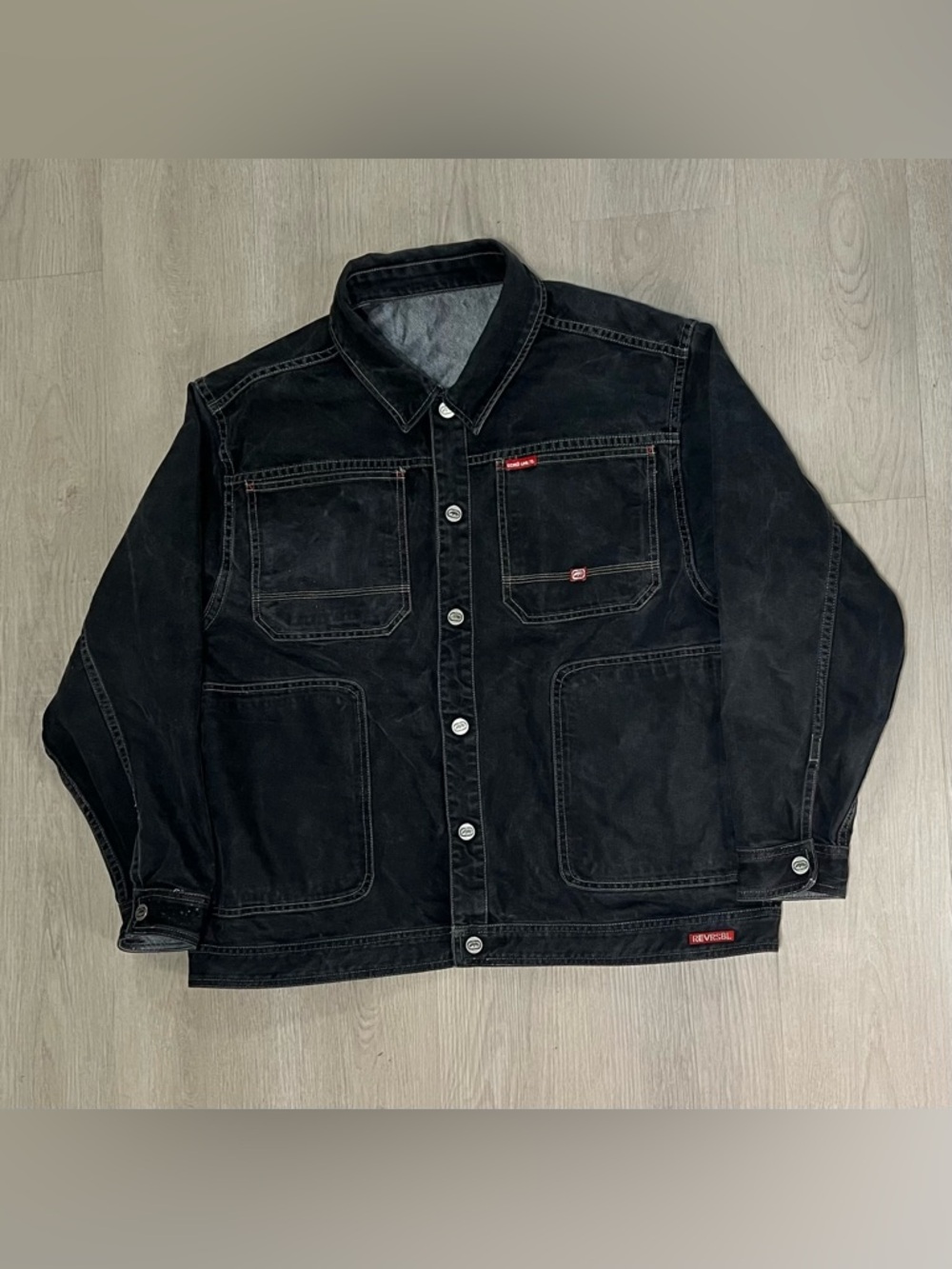 WORN Ecko Unlimited Reversible Denim Jacket Dark Grey / Platinum